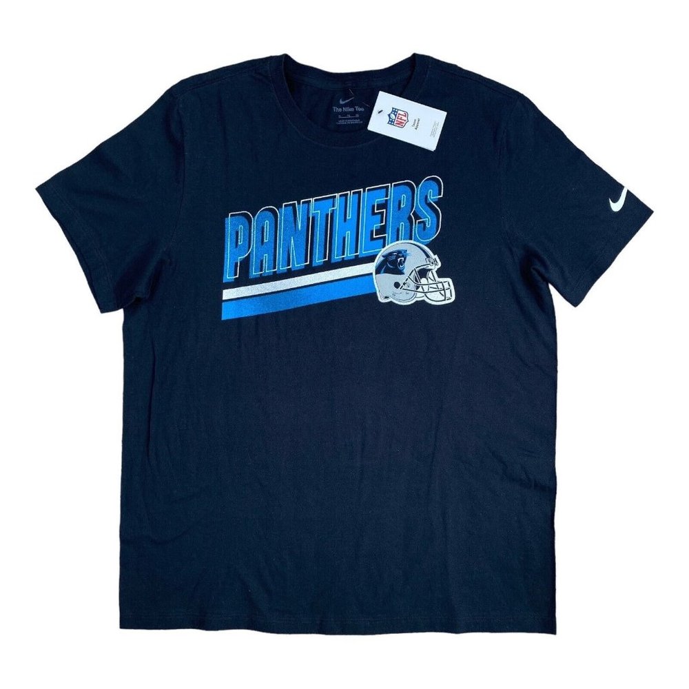Carolina Panthers Nike T Shirt Mens XL Essential Blitz Lockup Logo Black NWT